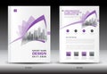 Annual report brochure flyer template, Purple cover design