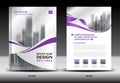 Annual report brochure flyer template, Purple cover design