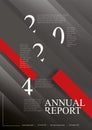 Annual report cover template with dark stripes and year numbers