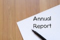 Annual report write on notebook Royalty Free Stock Photo