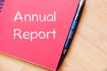 Annual report write on notebook Royalty Free Stock Photo