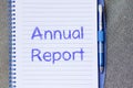 Annual report write on notebook Royalty Free Stock Photo