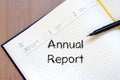 Annual report write on notebook Royalty Free Stock Photo
