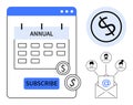 Annual Subscription Plan with Payment and Customer Engagement Elements Royalty Free Stock Photo