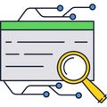 Annual taxes, seo, scrutiny icon search vector