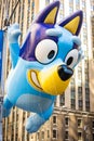 Annual Thanksgiving Macys parade with inflated Bluey character