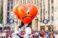 Annual Thanksgiving Macys parade with inflated Hottest Heart character