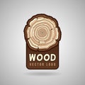 Annual tree growth rings, trunk cross section hipster vector logo template Royalty Free Stock Photo