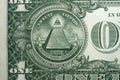 Annuit coeptis motto and the Eye of Providence on the reverse side of American one dollar bill. Royalty Free Stock Photo