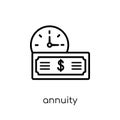annuity icon. Trendy modern flat linear vector annuity icon on w Royalty Free Stock Photo