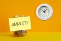 Annuity is shown on the conceptual photo as business concept. Fixed and variable annuity Royalty Free Stock Photo