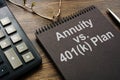 Annuity vs 401k plan sign. Pension choosing concept. Royalty Free Stock Photo