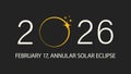 Annular solar eclipse 2026 banner vector illustration Royalty Free Stock Photo