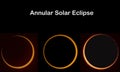 Annular solar eclipse phases isolated on black background. Elements of this image were furnished by NASA Royalty Free Stock Photo