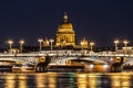 Annunciation bridge, overlooking St. Isaac`s Cathedral during the white nights. St. Petersburg Royalty Free Stock Photo