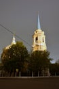 Annunciation cathedral in Moscow, on the Radio Street. Dark blue sky background.