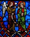 The Annunciation Stained Glass in Cathedral of Tours, France Royalty Free Stock Photo