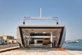 Ano Hora II ferry ship in port of Corfu, Greece Royalty Free Stock Photo