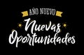 Ano Nuevo Nuevas Oportunidades, New Year New Opportunities Spanish Text Vector Design.