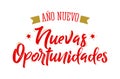 Ano Nuevo Nuevas Oportunidades, New Year New Opportunities Spanish Text Vector Design.