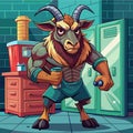 Anoa goat strong angry hospital Refrigerator vector