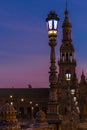 Anochecer en la Plaza de EspaÃÂ±a en Sevilla.