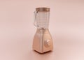 Anodized Rose Gold Material single color kitchen appliance, Blender, on light pinkish color background, 3d rendering, utensil