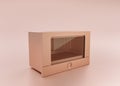 Anodized Rose Gold Material single color kitchen appliance, Oven, on light pinkish color background, 3d rendering, utensil