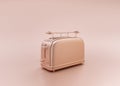 Anodized Rose Gold Material single color metallic shiny kitchen appliance, Toaster, on light pinkish color background, 3d