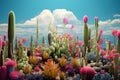 Anomalous Surreal cactus. Generate Ai Royalty Free Stock Photo