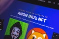 Anon Inu NFT. Anonymous cryptocurrency background, blockchain technology, non fungible token