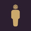 The anonym icon. Unknown and faceless, impersonal, featureless symbol. Flat