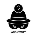 anonymity icon, black vector sign with editable strokes, concept illustration Royalty Free Stock Photo