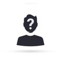 Anonymity icon. User silhouette with question mark. Unknown person. Isolated vector illustration Royalty Free Stock Photo