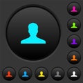 Anonymous avatar dark push buttons with color icons