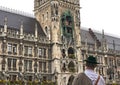 Anonymous Bavarian Male Watches the Glockenspiel in Marienplatz, Munich, Germany.