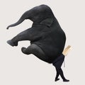 Anonymous businessperson with huge elephant Royalty Free Stock Photo