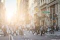 Anonymous crowd of people walking across the intersection in SoHo New York City Royalty Free Stock Photo