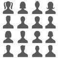 Anonymous face people heads vector silhouettes. Monochrome business user profiles