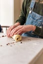 Anonymous girl baking with tablet computer Royalty Free Stock Photo