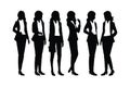Anonymous girl model silhouette bundle on a white background. Modern businesswoman silhouette set vector wearing official dresses