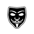 Anonymous Guy Fawkes mask black icon, confidentiality concept icon on white Royalty Free Stock Photo