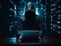 Anonymous hacker with computer.