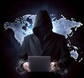 Anonymous hacker. Concept of dark web, cybercrime, cyberattack, etc. AI generated image Royalty Free Stock Photo