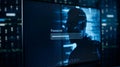 Anonymous hacker cracking password on digital interface Royalty Free Stock Photo