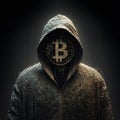 Anonymous hacker of cryptocurrency such as bitcoin. Concept of hacking digital wallet Royalty Free Stock Photo