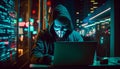 Anonymous hacker with mask. Concept of hacking cybersecurity, cybercrime, cyberattack, etc Royalty Free Stock Photo
