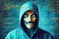 Anonymous Hacker Portrait: Cybersecurity and Cybercrime Concept
