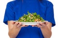 Anonymous hands offering a plate of vegetables