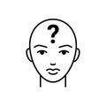 Anonymous, head with sign question, guess and think, line icon. Who person concept, search suitable candidate, invisible